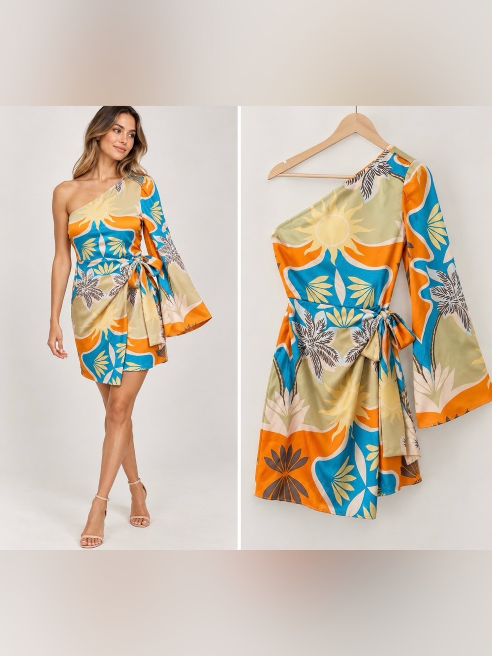 MISA Los Angeles Safira Ban de Soleil One-Shoulder Mini Dress – XS